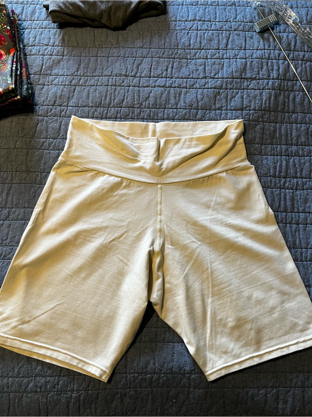High-Rise Cream Women's Stretch Shorts